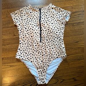 Cupshe Tan and Black Polka Dot One Piece Swimsuit